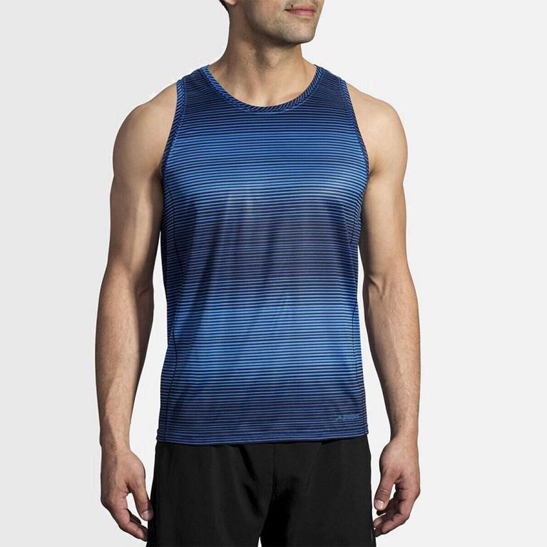 Brooks Ghost Israel - Men's Running Tank Top - Blue (87541-AHYJ)